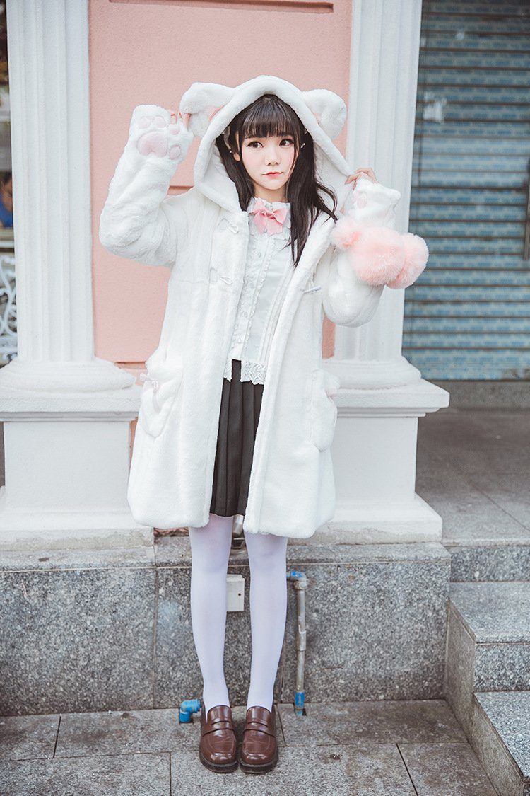 Bear Ears Hoodie Paws Sleeve Fur Coat SD00261 - SYNDROME - Cute Kawaii Harajuku Street Fashion Store