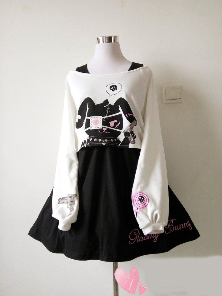 Bunny Eye patch Skirt Sweater Set SD00740 - SYNDROME - Cute Kawaii Harajuku Street Fashion Store