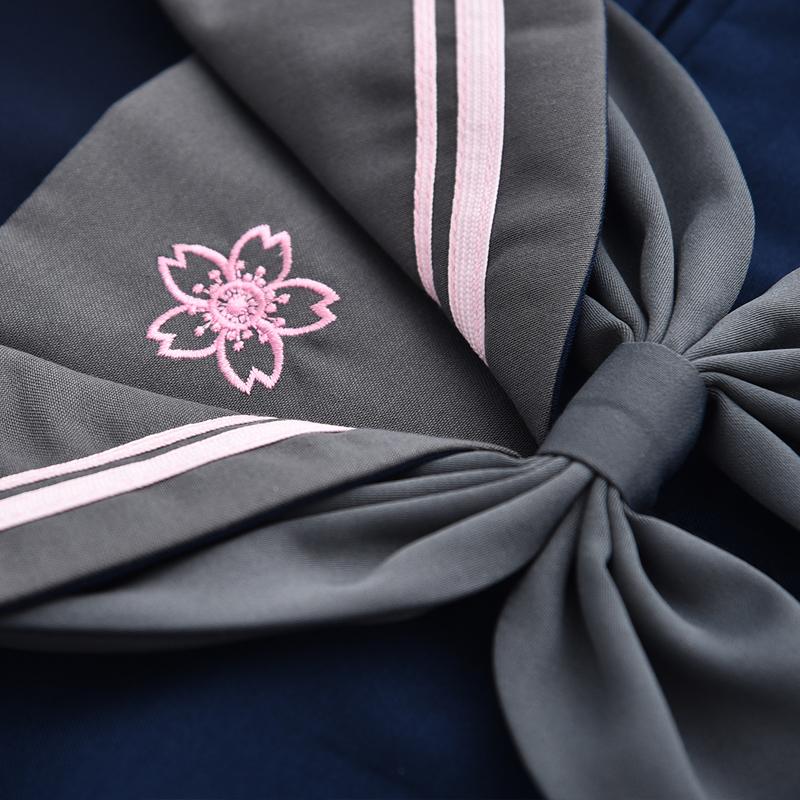 Pink Sakura Blossom Embroidered Navy School Uniform SD00841 - SYNDROME - Cute Kawaii Harajuku Street Fashion Store