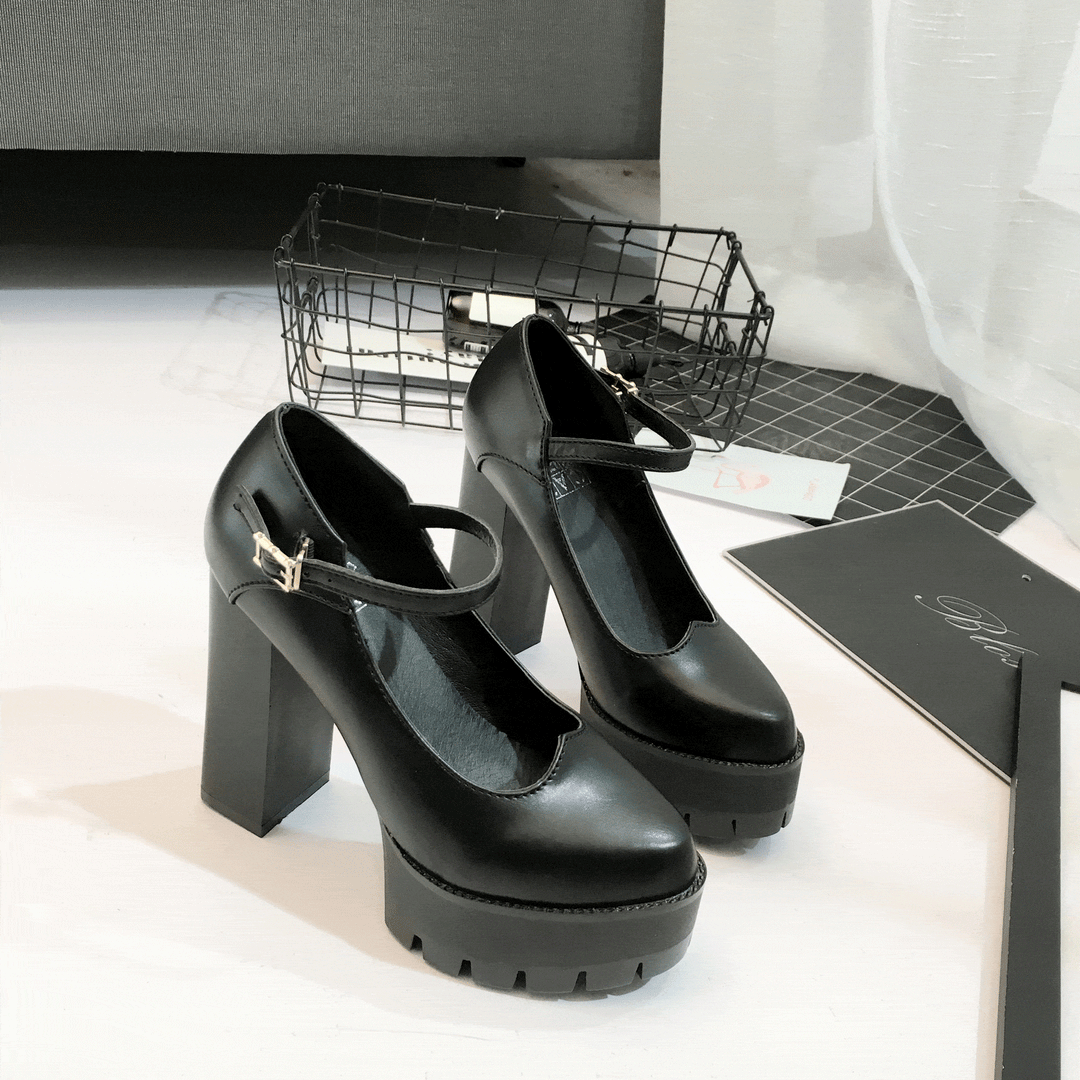 Japanese Black Grunge lolita Strap High Heels Shoes SD00229 – SYNDROME ...