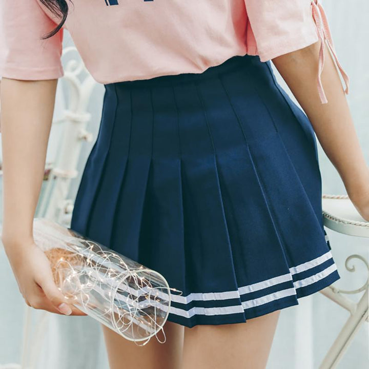 Double Striped Pleated Skirts SD01004 - SYNDROME - Cute Kawaii Harajuku Street Fashion Store