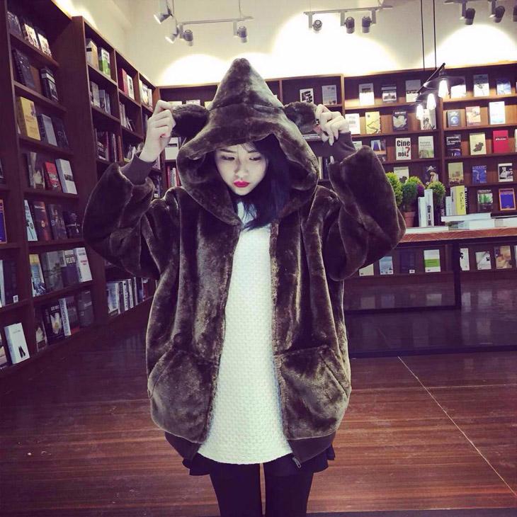 Bear Fluffy Hoodie Jacket SD00893 - SYNDROME - Cute Kawaii Harajuku Street Fashion Store