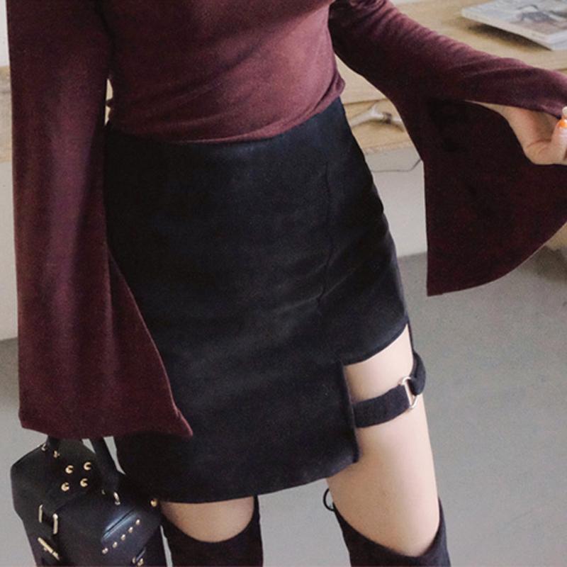 Strap Buckle High Waist Skirt SD02183 - SYNDROME - Cute Kawaii Harajuku Street Fashion Store
