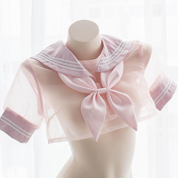 Pink Transparent Sheer Sailor School Uniform Lingerie SD01983 - SYNDROME - Cute Kawaii Harajuku Street Fashion Store