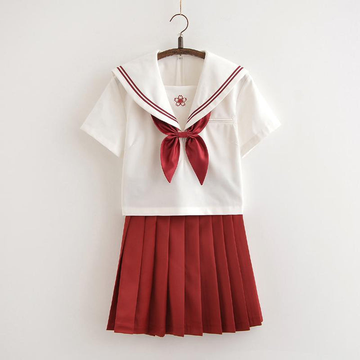 Red Sakura Blossom Embroidered School Uniform SD00840 - SYNDROME - Cute Kawaii Harajuku Street Fashion Store