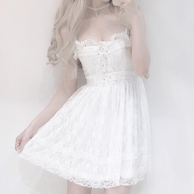 White Floral Lace Dress SD01393
