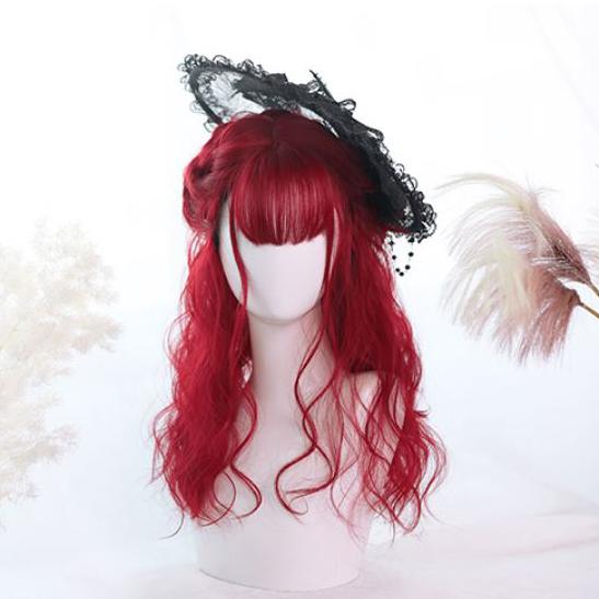 Bordeaux Red Curly Long Wig SD00212 - SYNDROME - Cute Kawaii Harajuku Street Fashion Store