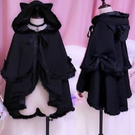Black Cat Hoodie Bat Sleeve Cloak Coat SD01743 - SYNDROME - Cute Kawaii Harajuku Street Fashion Store