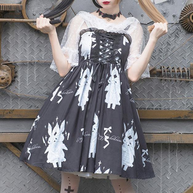 Twin Bunny Pray For Darkness Strap Dress SD02434 - SYNDROME - Cute Kawaii Harajuku Street Fashion Store